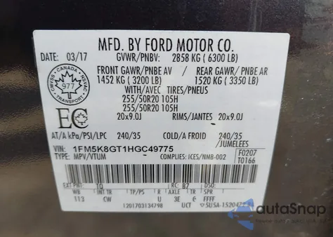 2017 Ford Explorer Sport from USA, damaged, VIN 1FM5K8GT1HGC49775